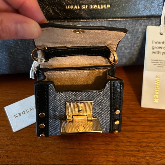 NWT Ideal Of Sweden Daria‎ Shopper Bag Denim Large Tote Bag with AirPod case - Picture 10 of 11